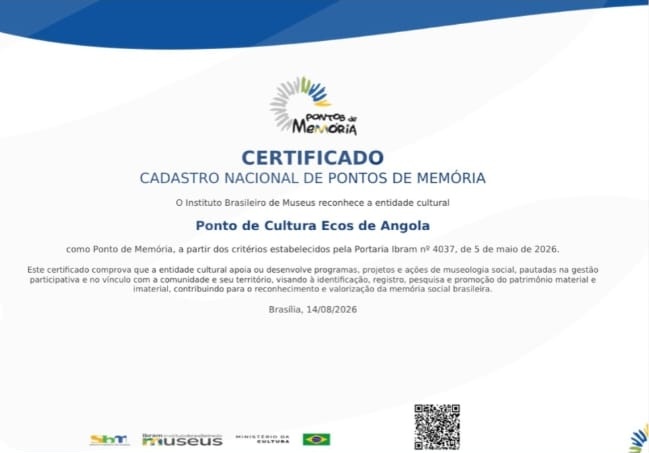 Certificado Cadastro Nacional de Pontos de Memória